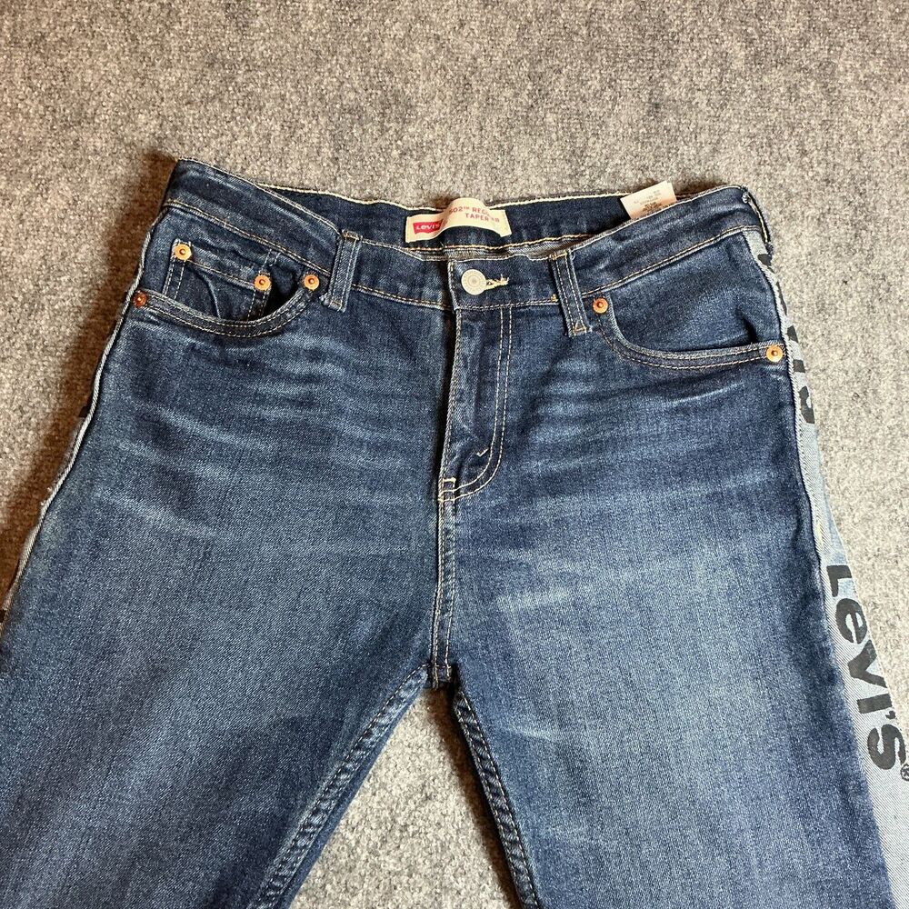 Levi's 502 Regular Taper Jeans Men's 30x30 Blue Denim Logo Side Tape Stretch